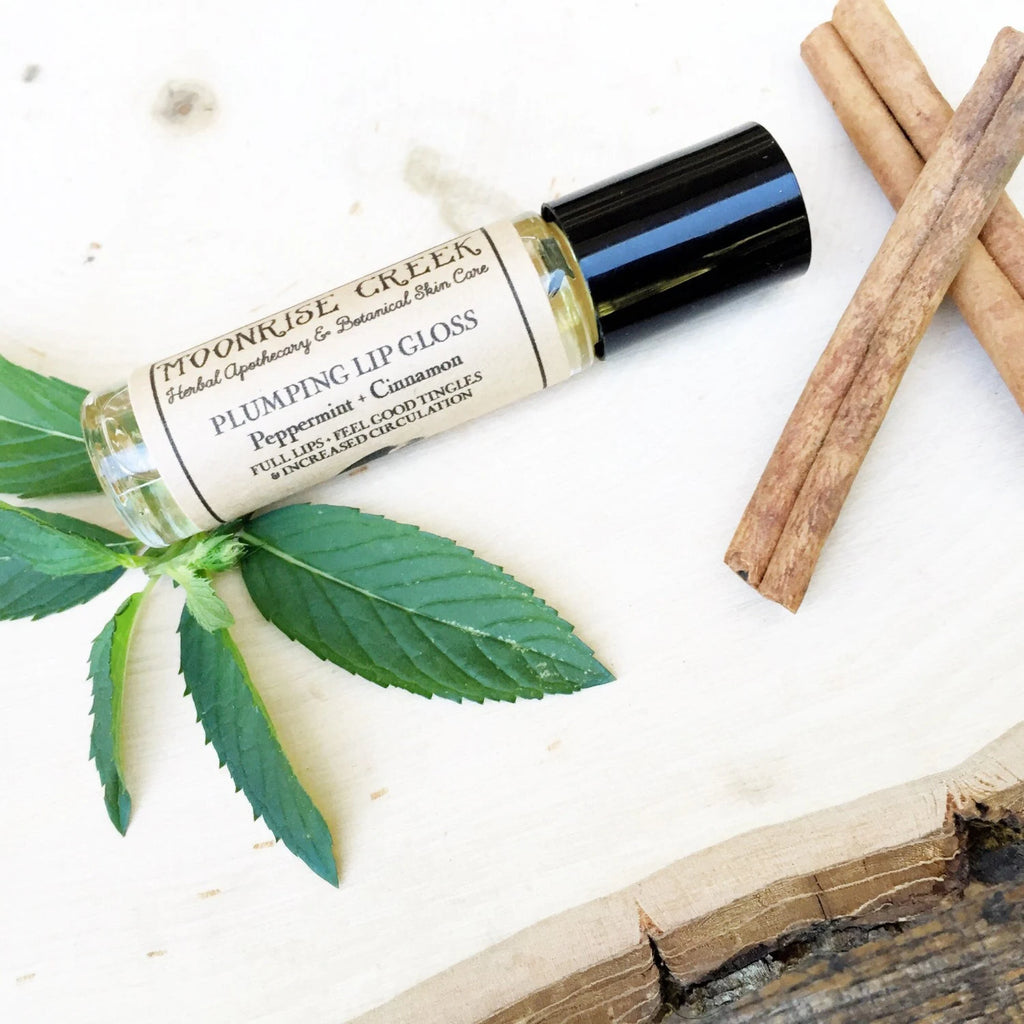 Lip Plumper Lip Gloss • Peppermint + Cinnamon • Full Lips + Feel Good Tingles + Increased Circulation • Vegan + Natural + Cruelty Free