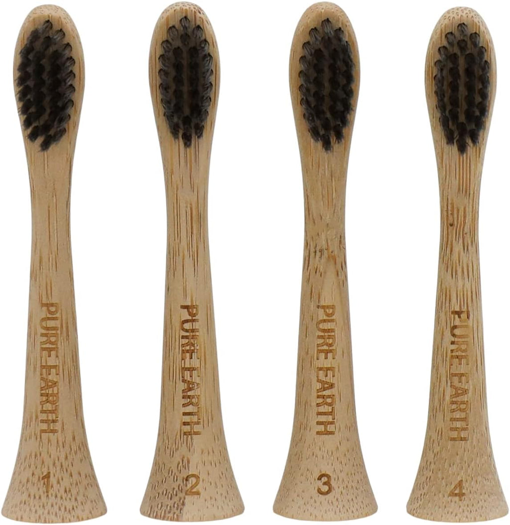 Bamboo Electric Toothbrush Replacement Heads - Compatible with Philips Sonicare Toothbrush - Soft Bristle Natural Electric Bamboo Toothbrush Heads Refill - (Pack of 4) by