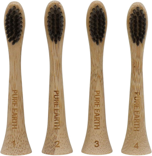 Bamboo Electric Toothbrush Replacement Heads - Compatible with Philips Sonicare Toothbrush - Soft Bristle Natural Electric Bamboo Toothbrush Heads Refill - (Pack of 4) by