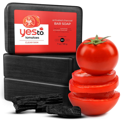 Tomatoes Clear Skin Activated Charcoal Bar Soap 7 Ounce (Pack of 3)