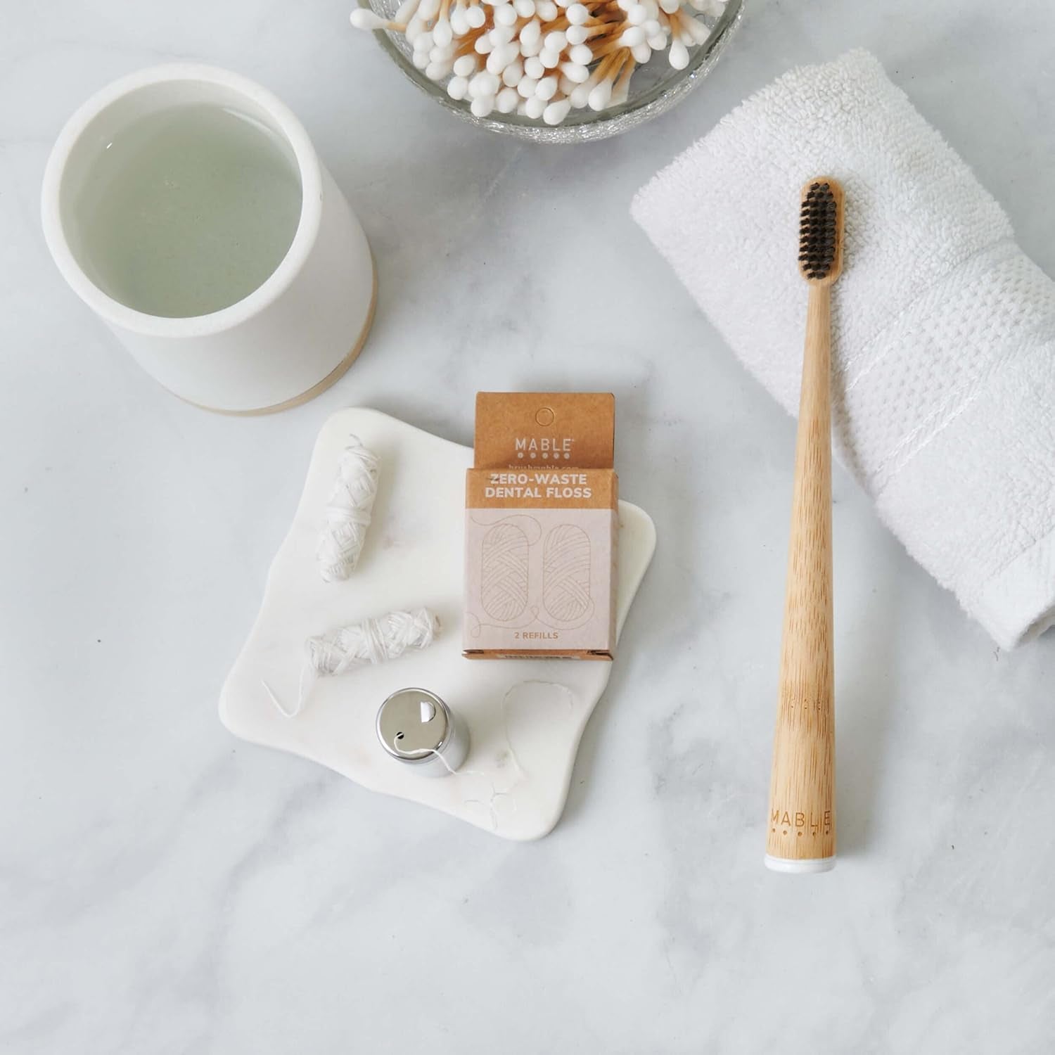 Silk Floss Refills | Zero Waste Dental Floss Natural Peppermint 2-Pack 33 Yards Each | Biodegradable Compostable Ahimsa Silk Waxed Floss Refill