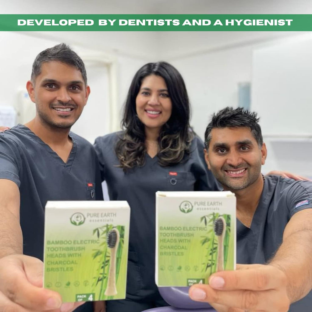 Bamboo Electric Toothbrush Replacement Heads - Compatible with Philips Sonicare Toothbrush - Soft Bristle Natural Electric Bamboo Toothbrush Heads Refill - (Pack of 4) by