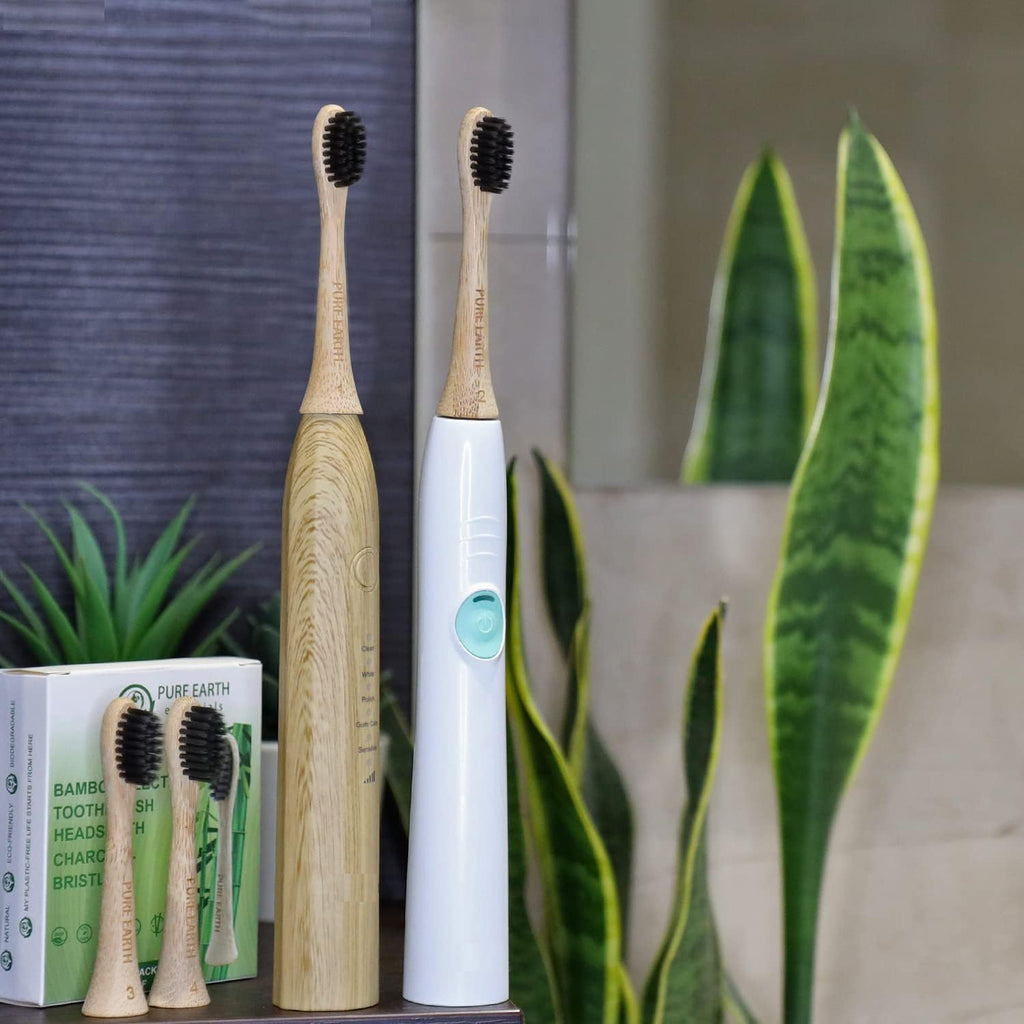 Bamboo Electric Toothbrush Replacement Heads - Compatible with Philips Sonicare Toothbrush - Soft Bristle Natural Electric Bamboo Toothbrush Heads Refill - (Pack of 4) by