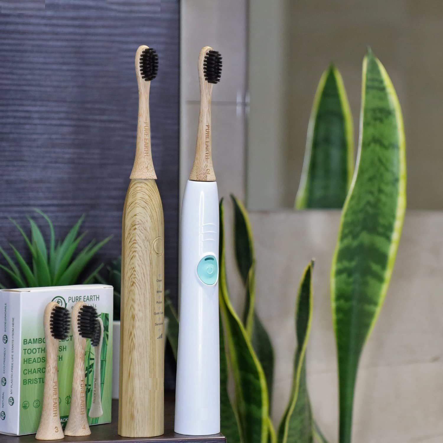 Bamboo Electric Toothbrush Replacement Heads - Compatible with Philips Sonicare Toothbrush - Soft Bristle Natural Electric Bamboo Toothbrush Heads Refill - (Pack of 4) by