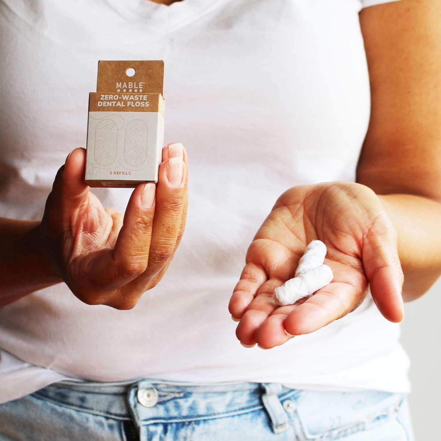 Silk Floss Refills | Zero Waste Dental Floss Natural Peppermint 2-Pack 33 Yards Each | Biodegradable Compostable Ahimsa Silk Waxed Floss Refill