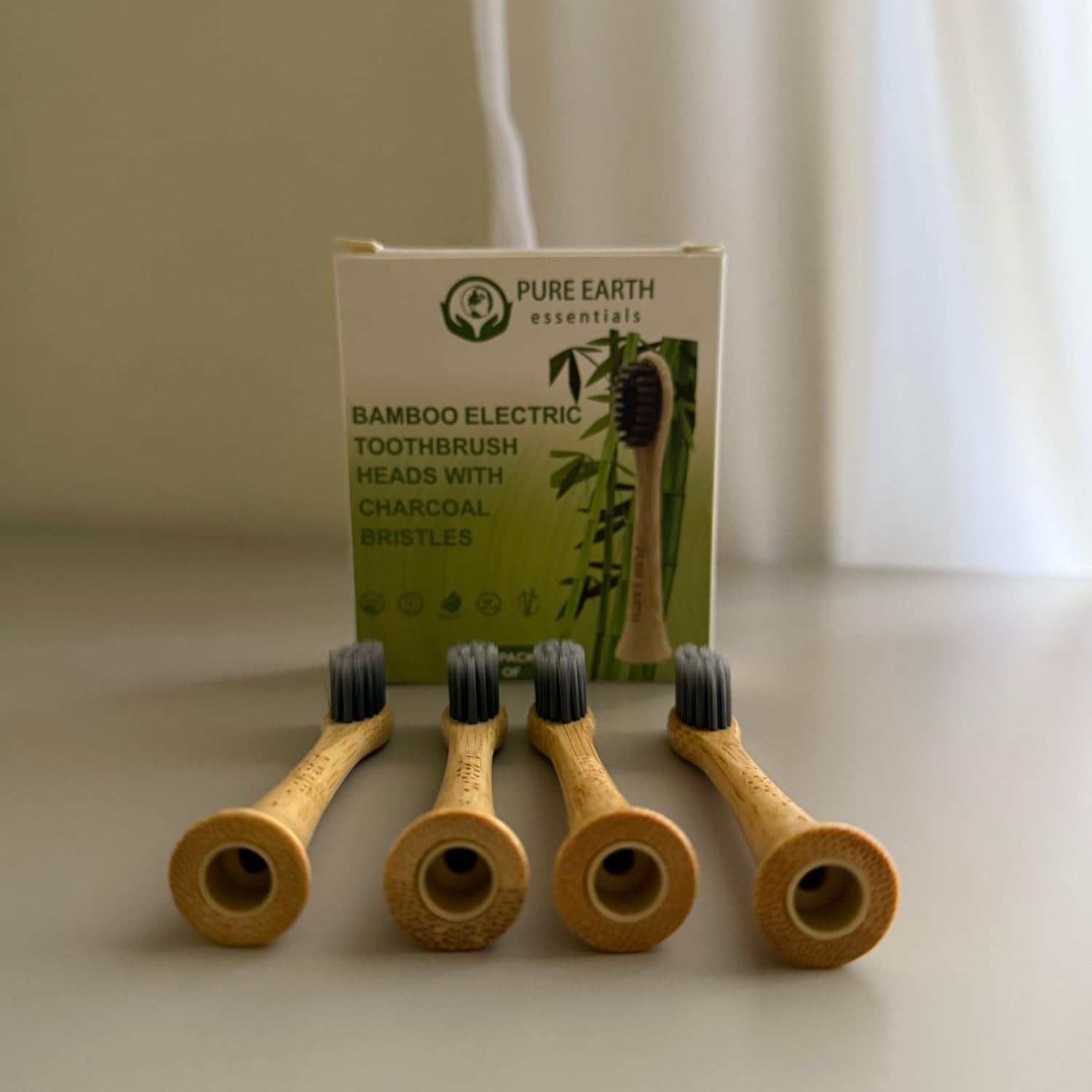 Bamboo Electric Toothbrush Replacement Heads - Compatible with Philips Sonicare Toothbrush - Soft Bristle Natural Electric Bamboo Toothbrush Heads Refill - (Pack of 4) by