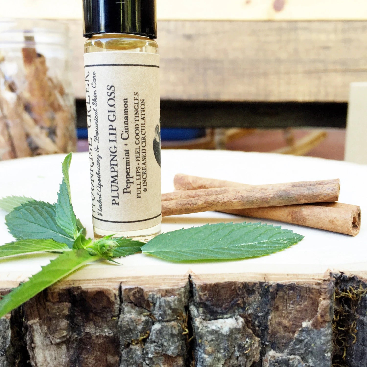 Lip Plumper Lip Gloss • Peppermint + Cinnamon • Full Lips + Feel Good Tingles + Increased Circulation • Vegan + Natural + Cruelty Free